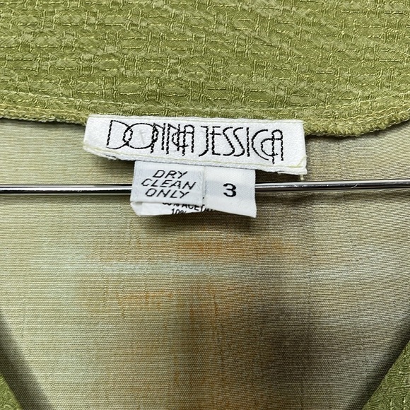 Vintage Donna Jessica Green Quilted Knot Mixed Media Silk Jacket Size 3 / Large - Picture 2 of 5